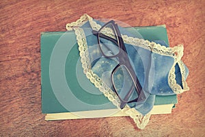 Old book and glasses