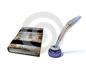 Old book and inkstand