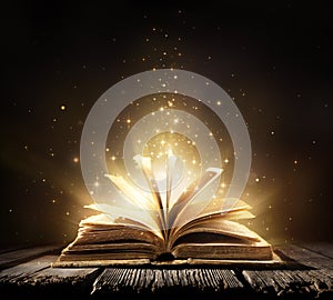 Old Book With Magic Lights photo