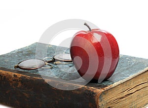 Old Book with red Apple