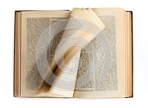 Old Book with Turning the Pages Isolated on White