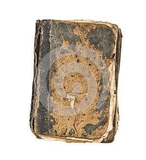 Old book vintage battered book cover isolated on white background