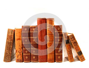 Old books against a white background