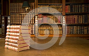 Old books in classic library