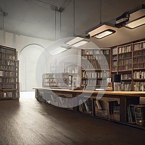 Old books in the empty Library