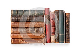 Old books isolated on white with clipping path