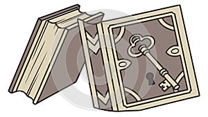 Old Books with Key, Symbolizing Knowledge, Mystery, and Discovery, vector design Generative AI