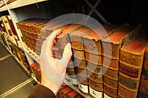 Old books in a library