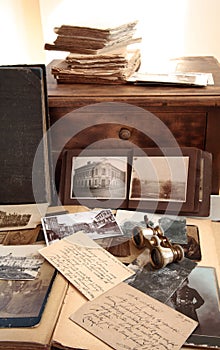 Old books,photos and correspondence photo