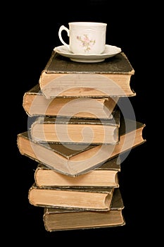 Old Books and Teacup photo