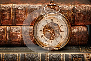 Old Books and Vintage pocket watch