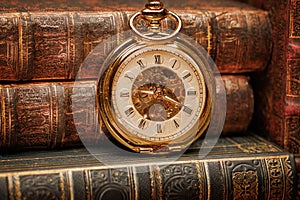 Old Books and Vintage pocket watch