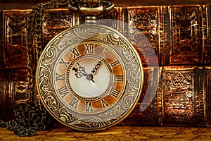 Old Books and Vintage pocket watch