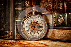 Old Books and Vintage pocket watch