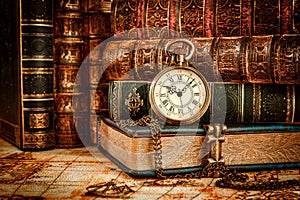 Old Books and Vintage pocket watch