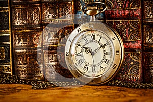 Old Books and Vintage pocket watch