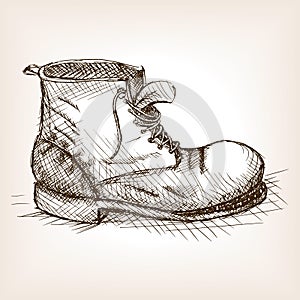 Old boot hand drawn sketch style vector