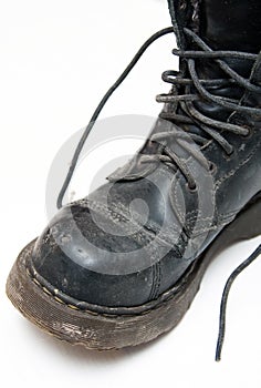 Old boot with laces