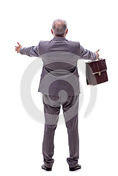 Old businessman isolated on white