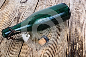 Old bottle of green glass