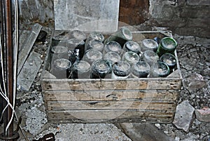 Old bottles in a attic