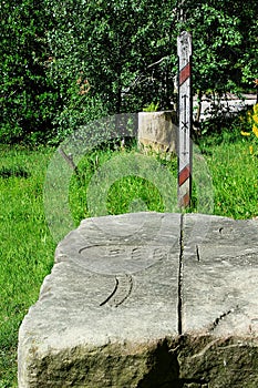 Old boundary stone, Black Forest, Germany