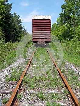 Old Boxcar on Tracks