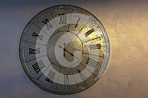 Old brass clock and time