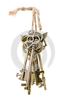 Old brass key against