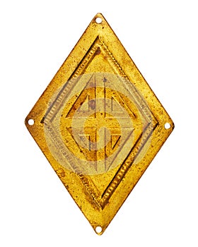 Old brass rhombus