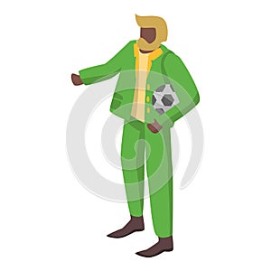 Old brazil soccer supporter icon, isometric style