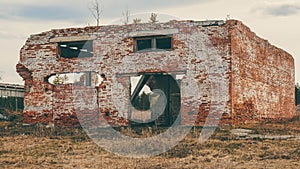 Old brick abandoned building in Russia photo