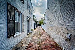 Old brick alley in the Old Town of Alexandria, Virginia. photo