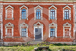 Old brick building facade in Staraya Ladoga