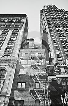 Old brick building with fire escape, New York, USA