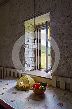 Old brick building with a kitchen