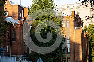 Old brick building of Scientific Center of Neurology, Brain Research Department in Pereulok Obukha, 5 stroenie 1