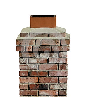 Old brick chimney isolated.