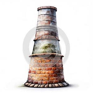 Old brick chimney isolated on white background. 3d illustration. AI Generated animal ai