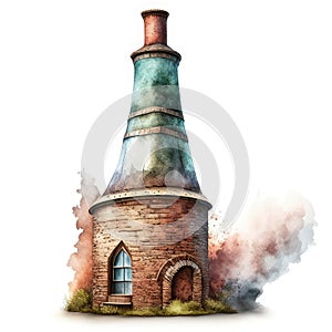 Old brick chimney on a white background. 3D illustration. Generative AI animal ai