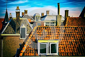 Old brick chimneys and rooftops - Alte Backsteinschornsteine und DÃ¤cher