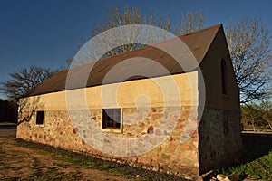 An old brick farmyard barn on a sheep farm in Ceres district Western Cape