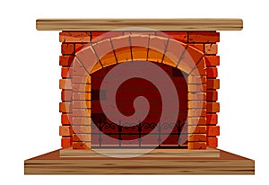 The old brick fireplace