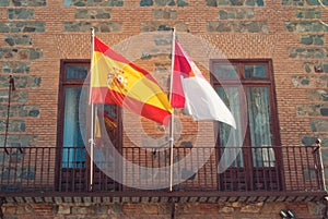 Old brick governmental building on the street of Toledo old town