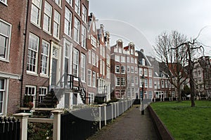 old brick houses at a beguinage (Begijnhof) - amsterdam - netherlands