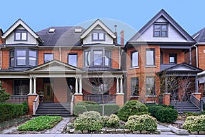 Old brick houses with gables