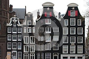 old brick houses at singel - amsterdam - netherlands