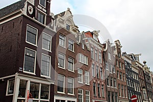 old brick houses at singel - amsterdam - netherlands