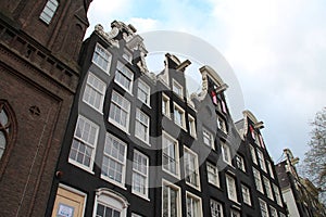 old brick houses at singel - amsterdam - netherlands