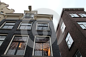 old brick houses at singel - amsterdam - netherlands